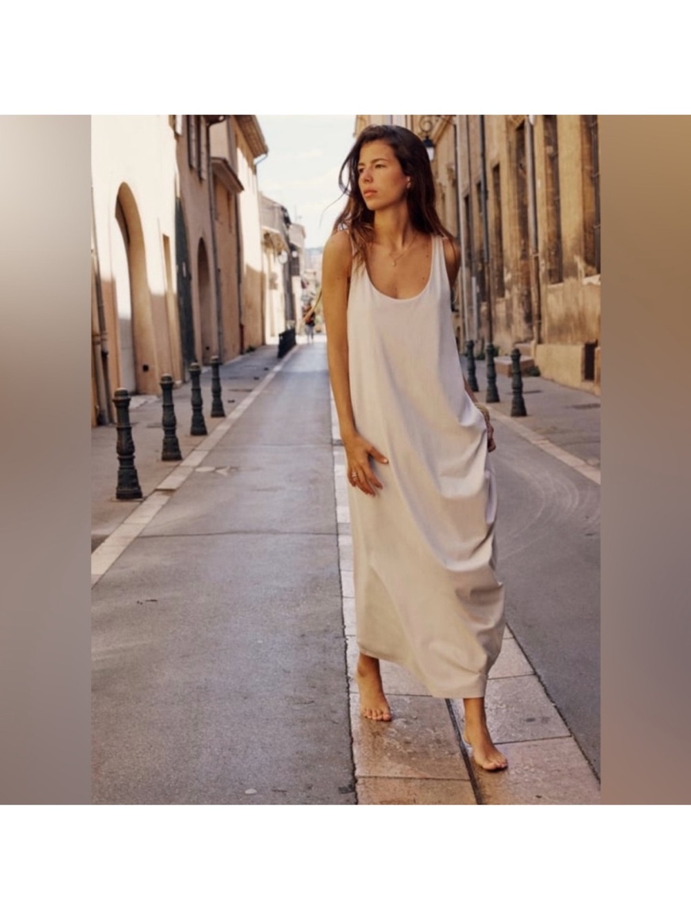 Zara ecru sleeveless maxi dress